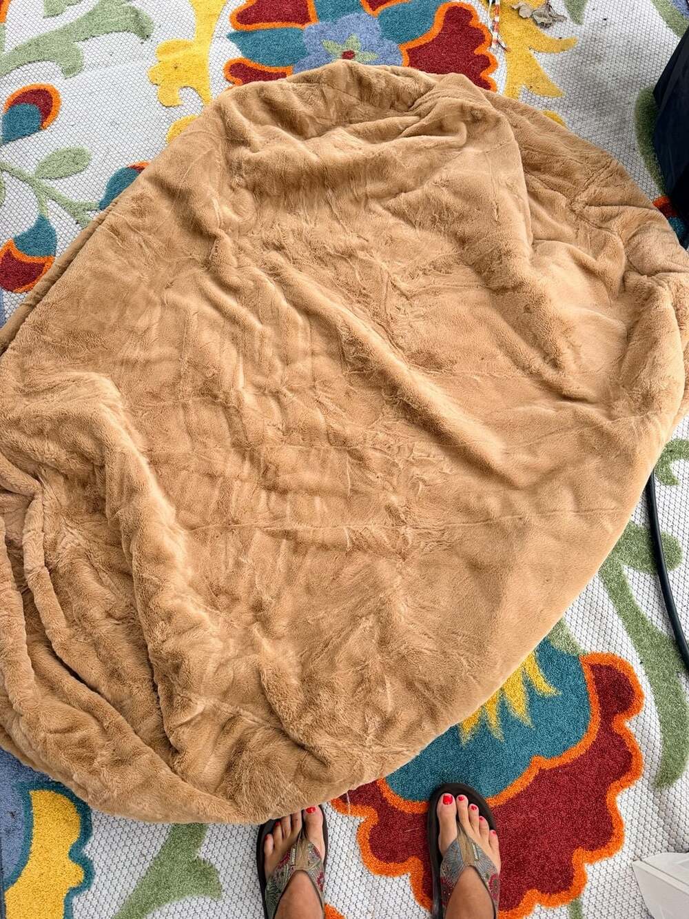 Human Dog Bed Giant Bean Bag Chair with Soft Faux Fur and Non-Slip Bottom